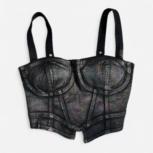 Fashion Nova Tops - Black Metallic Fashion Nova Bustier Top